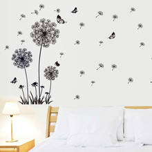 Black Dandelion Wall Sticker Removable Creative Simple Flower Environmental Protection Wallpaper Living Room Decoration Wall Art 2024 - buy cheap