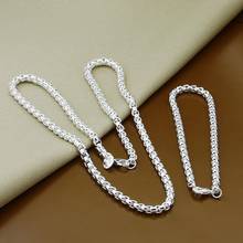 New Style 925 Sterling Silver 4mm Round Box Chain 20 Inch Necklace 8 Inch Bracelet Set For Women'S Wedding Engagement Jewelry 2024 - buy cheap