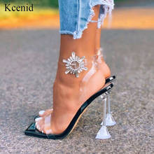 Kcenid/Новинка 2020 года; Летние прозрачные босоножки; Элегантные женские туфли на высоком каблуке с украшением в виде кристаллов; Пикантные женские вечерние туфли под платье для клуба 2024 - купить недорого