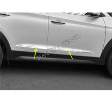 Adesivo estiloso para porta de carro em aço inoxidável, 4 unidades, para hyundai tucson 2019 2020, faixa de moldagem, painel de lâmpada de fluxo 2024 - compre barato