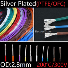 PTFE Silver Plated Wire OD 2.8mm Insulated High Temperature Soft Electron Cable OFC Copper DIY Headphone Singal Line 1 meter 2024 - buy cheap