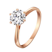 Puro 18 k rosa anel de ouro estilo simples 6 garras moissanite anel de noivado de casamento anel de aniversário 2024 - compre barato