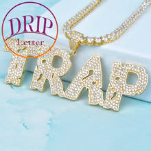 Drip Letter Copper Coins Hollow Letters Custom Name Pendant Gold Color Zircon Hip Hop Necklace Jewelry dropshipping 2022 best se 2024 - buy cheap