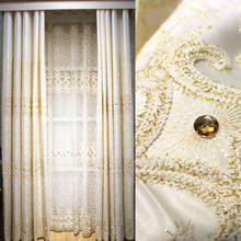 Tela de cortina bordada, europeia, de luxo, broca, sombreamento, três dimensional, tecido, sala de estar, quarto 2024 - compre barato