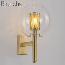 Золотое бра Blonche, стеклянный настенный светильник E27, настенный светильник для помещений, спальни, фойе, столовой, Декор, металлические светильники, современный светильник 2024 - купить недорого