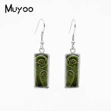 New Botanical Fern Art Patterns Rectangle Stainless Steel Fish Hook Earrings Handmade Jewelry Earrings 2024 - buy cheap