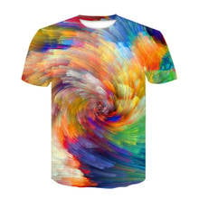 Camiseta con estampado de acuarela 3D para hombre, camisa con estampado de salpicaduras de arco iris, Hip Hop, informal, de moda, ropa de gran tamaño 2024 - compra barato