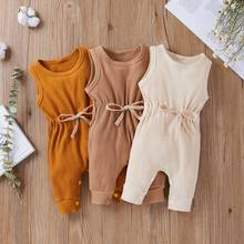 0-18M Newborn Baby Boy Girl Sleeveless Solid Color Cotton Romper Jumpsuit One Pieces Summer Clothes 2024 - buy cheap