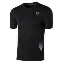 Jeanencontrana camiseta esportiva masculina, camiseta top com manga curta para corrida, academia, treino, futebol, corte seco lsl022 black2 2024 - compre barato