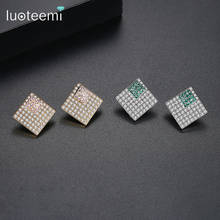 LUOTEEMI Elegant Square Stud Earrings for Women Office Lady Paved Shining AAA Cubic Zircon Three Color Fashion Jewelry Brincos 2024 - buy cheap