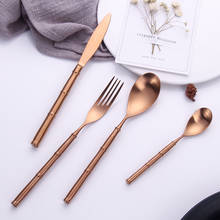 Portable Rose Gold Cutlery Set Fork Spoon Knife Set Tableware Silverware Set 18/10 Stainless Steel Kitchen Cutlery Drop Shipping 2024 - buy cheap