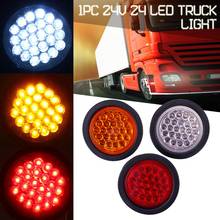 1Pc Rear Tail Brake Stop Marker Light Indicator Car Truck Trailer 24 LEDS Round Reflector Red Yellow White 24V 2024 - buy cheap