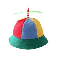 Children Kids Cotton Helicopter Propeller Bucket Cap Color Block Patchwork Dragonfly Beaded Summer Sun Protection Fisherman Hat 2024 - buy cheap