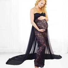 Vestido de encaje de maternidad sin hombros para sesión de fotos, accesorios de fotografía de embarazo, tela de gasa de sirena 2024 - compra barato