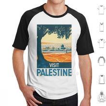 Visite palestina poster t camisa diy algodão tamanho grande 6xl livre palestina?? ? ? ? ? Árabe islam keffiyeh kufiya kufiyyah 2024 - compre barato