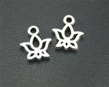 20Pcs  Silver Color Hollow Lotus Charms Making Flower Pendant Necklaces Bracelet Jewelry Accessories 13X11mm A1828 2024 - buy cheap