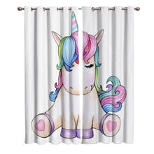 Cortinas de ventana con dibujos de unicornios para sala de estar, artículos decorativos, sala de estar 2024 - compra barato