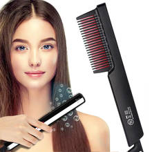 Heated Straightening Brush Infrared Hair Straightener Electric Hot Comb LCD Display Hair comb for Curling Iron Men Beard Brush 2024 - buy cheap