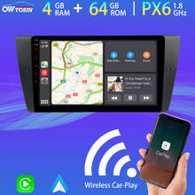 Reproductor Multimedia PX6 con GPS para coche, Radio inalámbrica con Carplay, 9 pulgadas, 4 GB + 64 GB, Android, 5 x USB, HDMI, para BMW Serie 3, M3, E90, E91, E92, E93 2024 - compra barato