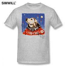 Camisetas de manga corta con cuello redondo para hombre, camisa de cuello redondo con diseño de perro espacial de Laika, ropa de algodón para regalo del padre 2024 - compra barato