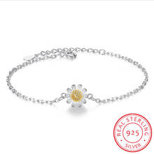 2019 Real Pure 925 Sterling Silver Daisy Flower Bracelets For Women pulsera de plata Drop Shipping 2024 - buy cheap