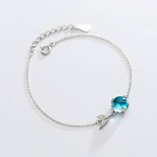 Pulsera de plata esterlina 925 para mujer, brazalete con amuleto de sirena de cristal azul, joyería de boda para fiesta SL368 2024 - compra barato