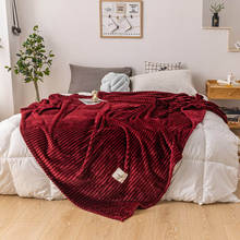 Super macio sólido acolchoado cobertores de flanela para camas listrado vison lance cobertura do sofá colcha inverno cobertores quentes lance cobertor 2024 - compre barato