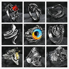 Punk Vintage Metal Open Ring Resizable Devil Dragon Gothic Evil Vampire Angel Wings Rings Opensize Halloween Party Jewelry 2024 - buy cheap
