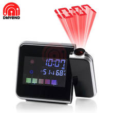Reloj despertador Digital 6 en 1, proyección de 1-6m, termómetro de temperatura, higrómetro de humedad, calendario de escritorio 2024 - compra barato
