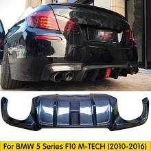 Flashlight Carbon fiber Rear Diffuser Fit For BMW 5 Series M5 F10 M-TECH 2010-2016 Rear Bumper Diffuser Lip Spoiler With Led 2024 - buy cheap