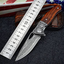 440C Steel Head and Ironwood Handle Folding Knife  VG10 Damascus Steel Blade Pocket Knife EDC Tool for Self Defense Camping 2024 - buy cheap