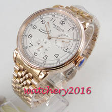 42mm PARNIS White Dial Date jubilee strap Rose Golden solid Power Reserve Automatic Mechanical men's Watch 2024 - buy cheap