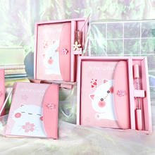 Creative Cute Cartoon Little Sakura Cat Hardcover Planner Notebook Set Diary Book with Pen School Supplies Students Girls Gift 2024 - buy cheap