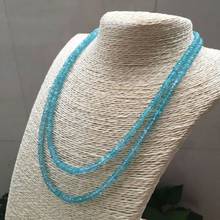 Natural 2 Rows Faceted 2x4mm Brazil Aquamarine Gems Beads Necklace 17-19'' AAA 2024 - buy cheap