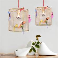 Современный Креативный подвесной светильник в виде Золотой клетки для птиц, скандинавские подвесные лампы для гостиной, кухни, домашний декор, светодиодный светильник 2024 - купить недорого