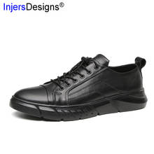 Tênis de couro genuíno, sapatos masculinos casuais de alta qualidade, quentes, macio, com cadarço, plus size 38-48 2024 - compre barato