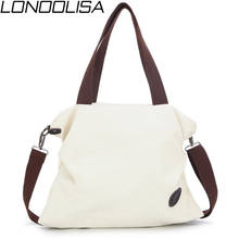 LONOOLISA 2019 White Canvas Beach Bag Women Shopping Shoulder Bags Casual Travel Tote Girls Female School Bags For Teenage Girls 2024 - buy cheap