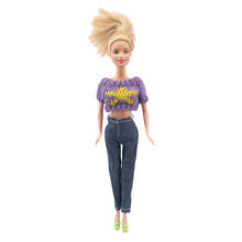 Doll Barbies Hand Set=Sweater Top+Jeans,Crystal High Heels=20 Pairs Shoes,Doll Clothes Accessories For Generation Birthday Gift 2024 - buy cheap