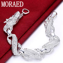 Alta qualidade 925 prata esterlina branca dragão chinesa pulseiras de corrente para homens joias fashion pulseira masculina 2024 - compre barato
