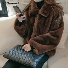 Plus Size Harajuku Faux Fur Coat Women Fashion Solid Green Cropped Fur Jacket Furry Winter Coat High Street Thick Ladies Outwear 2024 - buy cheap