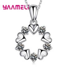 Collares de plata esterlina 925 para mujer, joyería encantadora con flor y lazo en forma de corazón, colgante de círculo de circonia cúbica, Gargantilla, gran oferta 2024 - compra barato