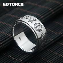 Real 925 Sterling Silver Rings For Men Carving Chinese Mythical Four Animals Dragon Tiger Tortoise Bird Rotatable Vintage Rings 2024 - buy cheap