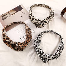 Boho leopardo impressão pano hairband cruz nó turbante elástico cabeça de cabelo hoop bands acessórios para meninas 2024 - compre barato