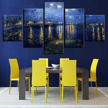 Modular Picture Print Canvas 5 Panel Van Gogh Painting Framework Starry Night On The Rhone Vintage Home Decoration Poster 2024 - buy cheap