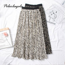 Summer women vintage elegant leopard skirt 2020 korean lady wild print high waist pleated skirts womens Casual skirts female 2024 - buy cheap