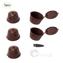 5 pçs copo de filtro de cápsula de café reusável para nescafe dolce gusto tampas recarregáveis colher cestas de filtro de escova pod sabor macio doce 2024 - compre barato