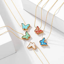 UMKA Trendy Butterfly Pendant Necklace For Women Punk Colorful Choker Necklaces Summer Spring Jewelry Gift 2024 - buy cheap