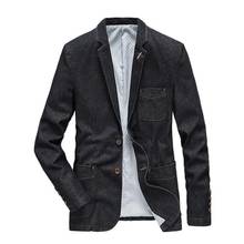 Men's Denim Clothes Blazer Fashion Denim Jacket Men Suits Collar Business Coat Male Brand Suit Blazer 2024 - buy cheap