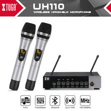 XTUGA UHF Dual Channel Wireless Handheld Microphone,Easy-to-Use Karaoke Bluetooth Microphone with Treble/Bass/Echo Effect 2024 - buy cheap