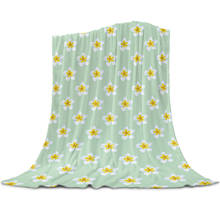 Plumeria Flower Green Coral Fleece Blankets Flannel Bedspreads Soft Warm Blankets for Bed Sofa Nap Wrap Blanket 2024 - buy cheap
